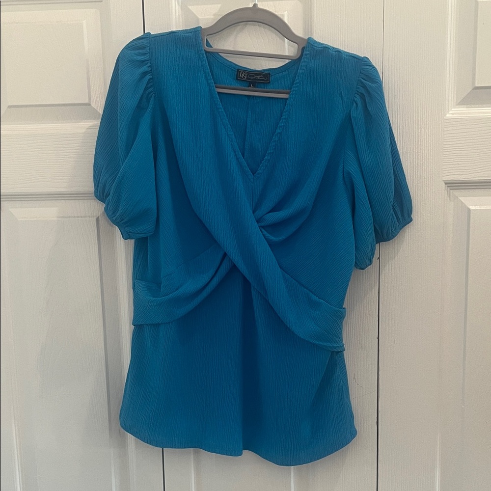 DG2 Vibrant Blue Wrap Blouse